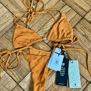 Revel Rey Textured Bikini Set in Orange